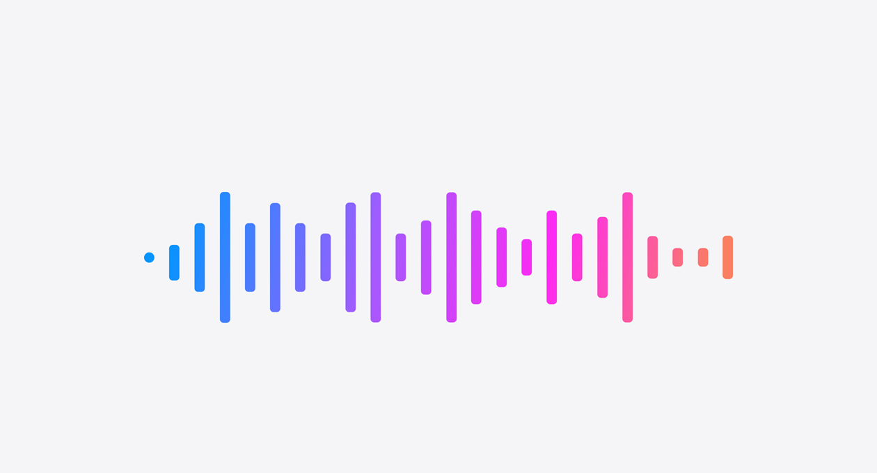 Uma onda sonora com um degradê colorido.