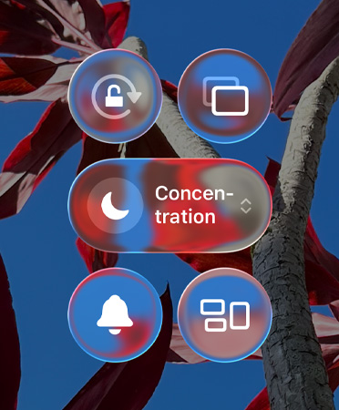 Commandes translucides, comme Orientation portrait, Recopie de l’écran, Concentration et plus