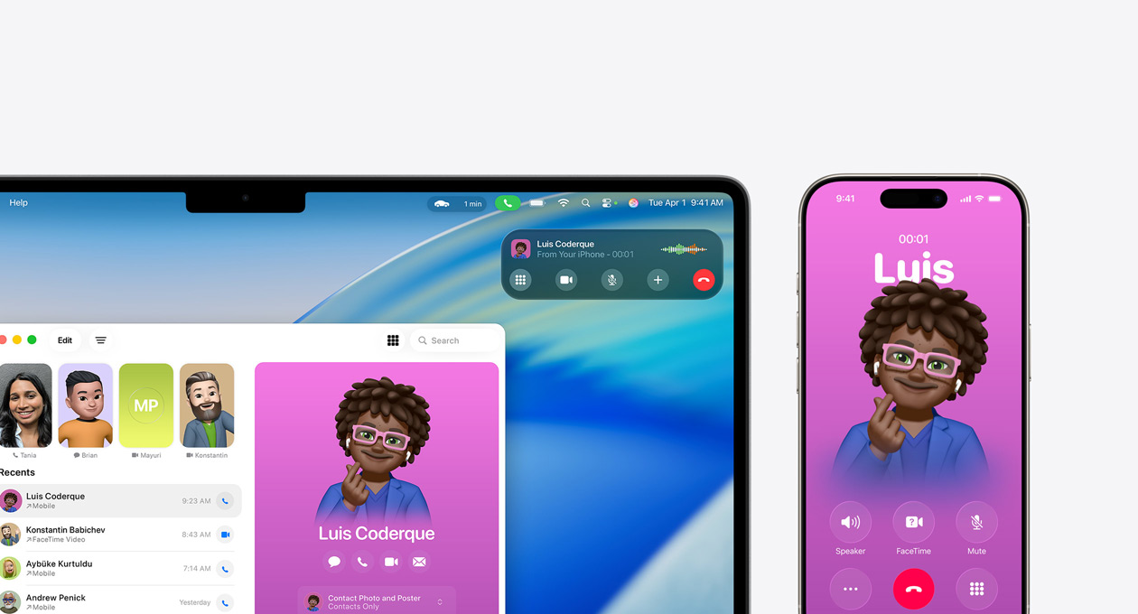 En Mac viser den nye Telefon-appen på skjermen