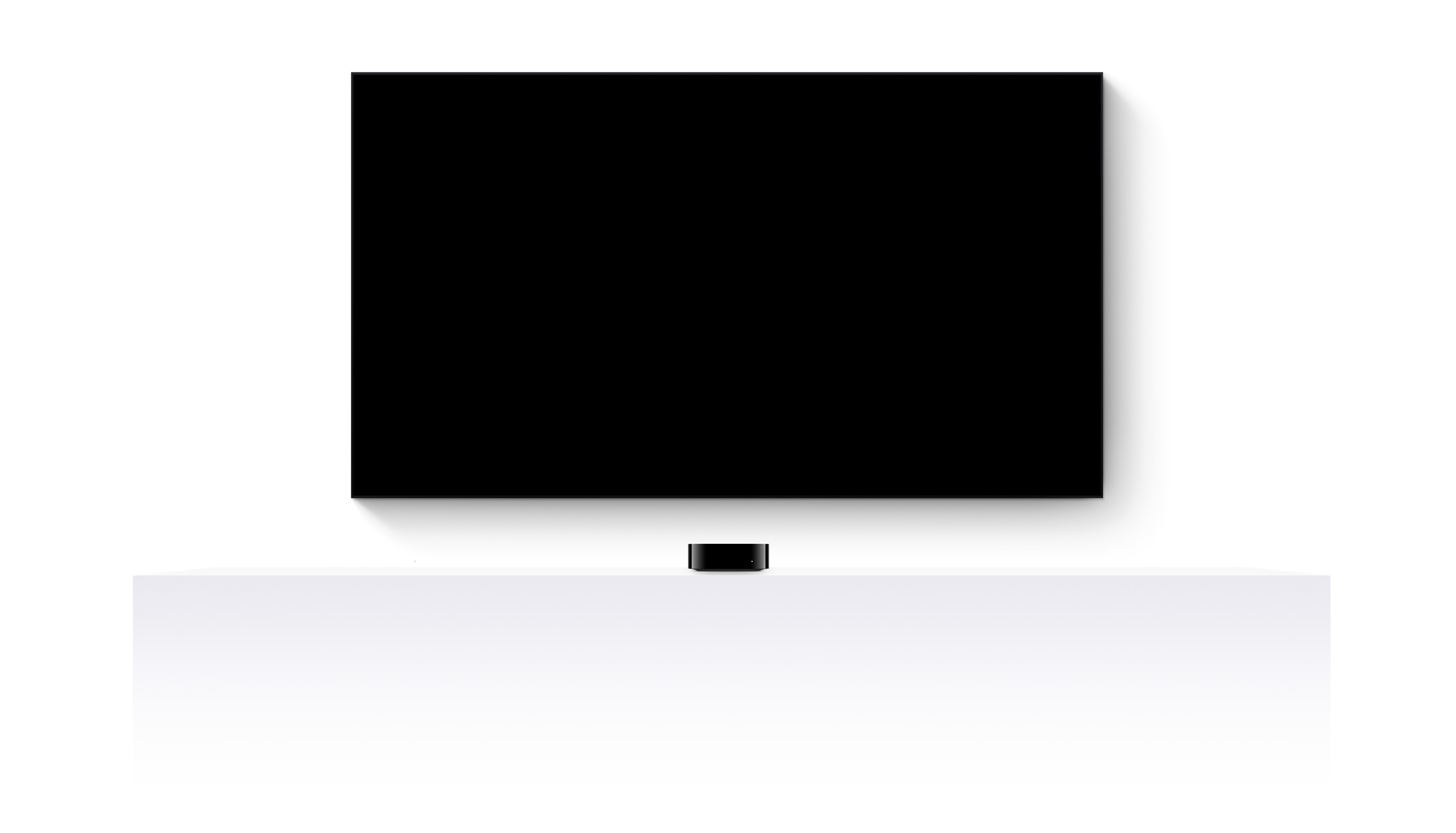 Apple TV 4K, dua HomePod, dan televisi layar datar yang menampilkan Jurassic World Rebirth