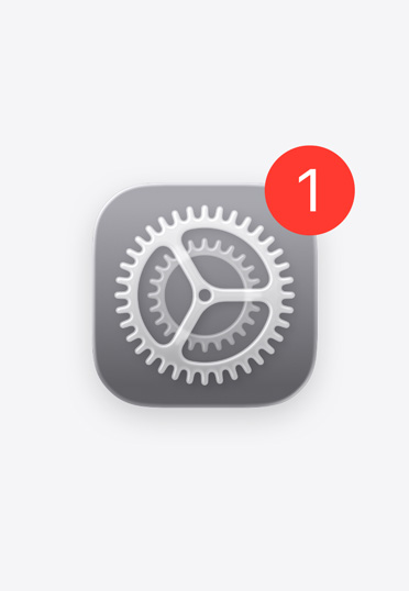 Settings icon with a notification badge.
