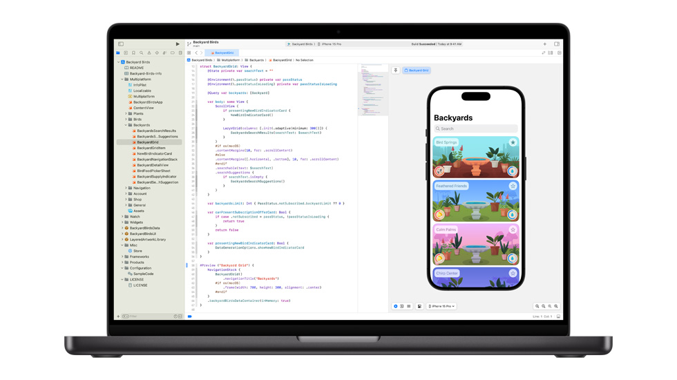 Otwarty Mac. Widać na nim aplikację Swift – apkę Apple do edytowania kodu.
