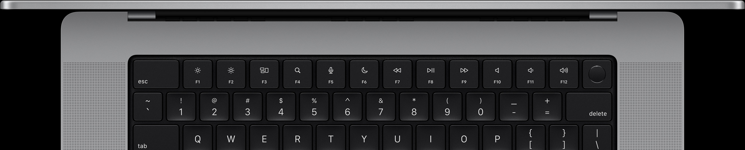 Et Mac-tastatur sett ovenfra.